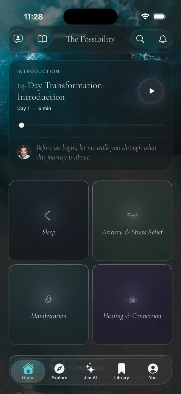 The Possibility home screen with the four focus cards